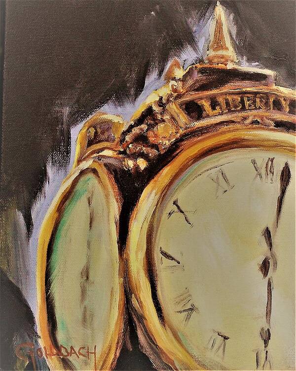 Clock Art Print featuring the painting Liberty I Zeke by Kathy Lynn Goldbach