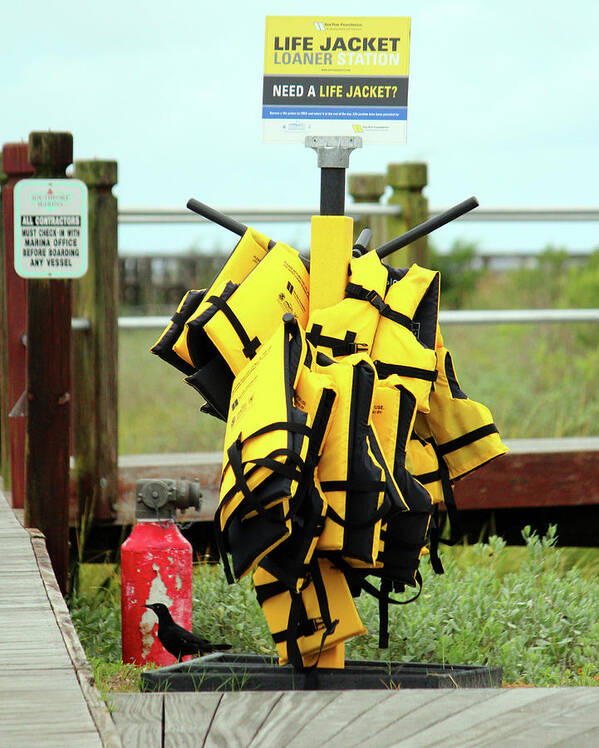Life Jacket Art Print featuring the photograph Life Jacket Station by Cynthia Guinn