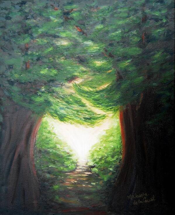 Forest Art Print featuring the painting Light of Hope by Natascha de la Court