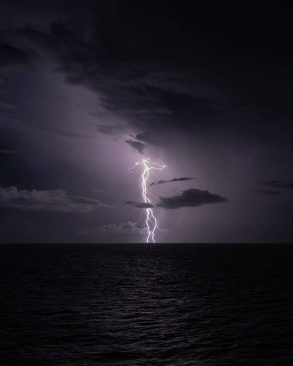 Lightning Art Print featuring the photograph Lightning at Sea I by William Dickman
