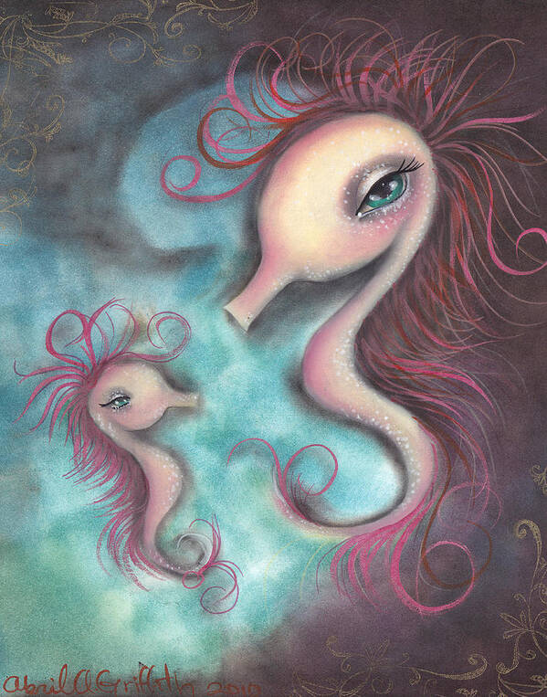 Sea Horse Art Print featuring the painting Like you by Abril Andrade