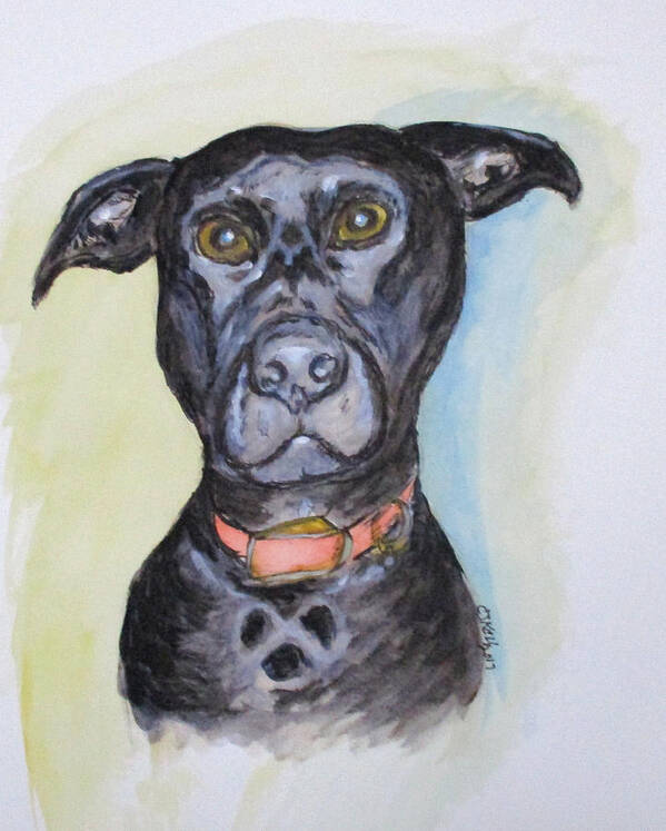 Water Color Art Print featuring the painting Linda's Doggie by Clyde J Kell