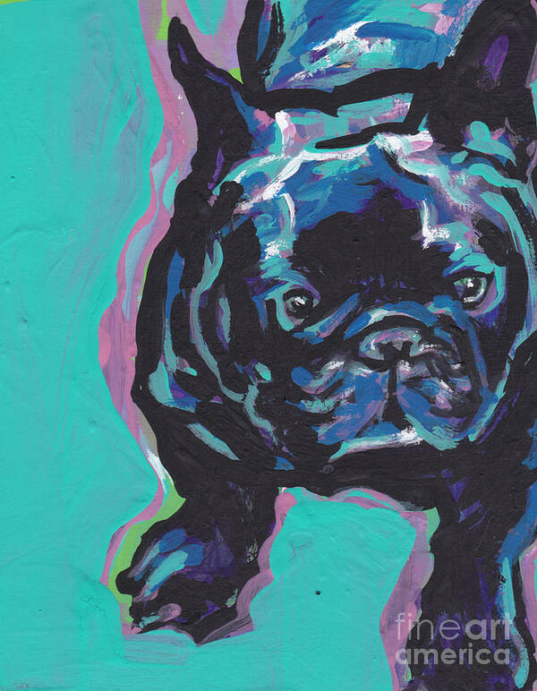 Frenchie Art Print featuring the painting Little French Bully by Lea S