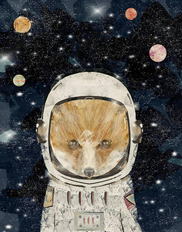 Fox Art Print featuring the painting Little Space Fox by Bri Buckley