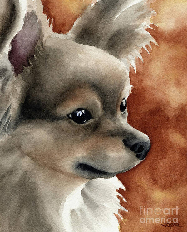 Long Coat Art Print featuring the painting Long Coat Chihuahua by David Rogers