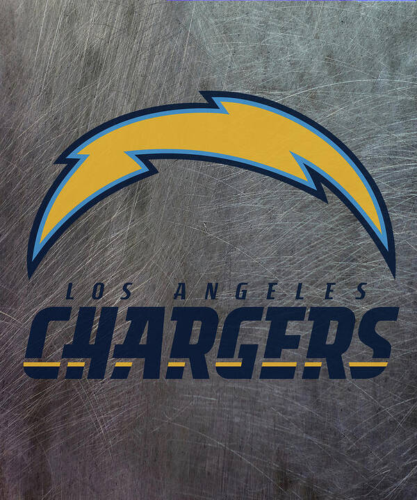 Los Angeles Chargers Art Print featuring the mixed media Los Angeles Chargers on an abraded steel texture by Movie Poster Prints