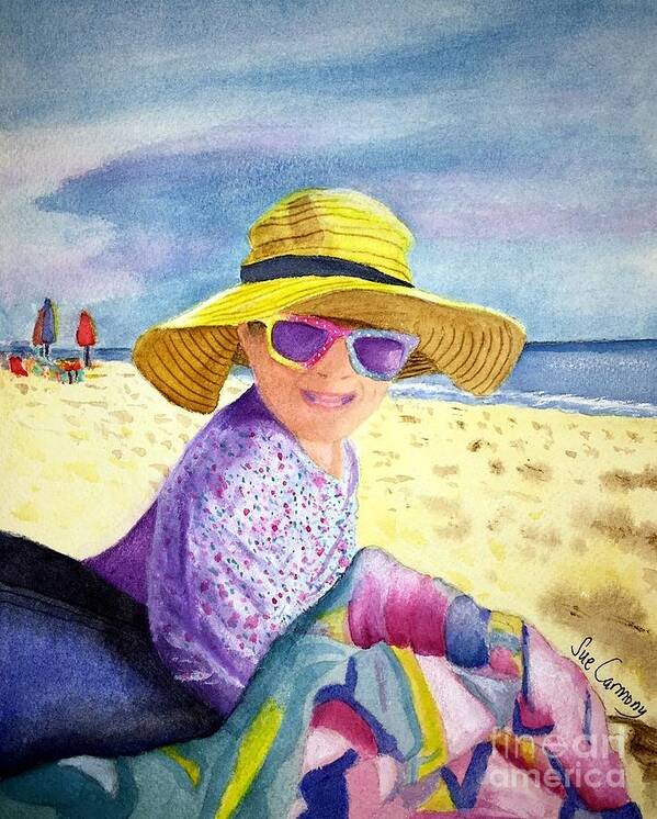 Beach Art Print featuring the painting Love My Grandma's Hat by Sue Carmony