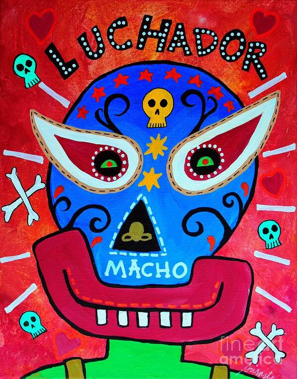 Lucha Libre Art Print featuring the painting Luchador by Pristine Cartera Turkus