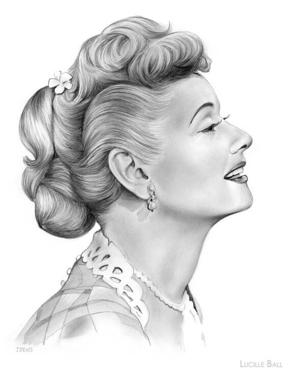 Lucille Ball Art Print featuring the drawing Lucy by Greg Joens