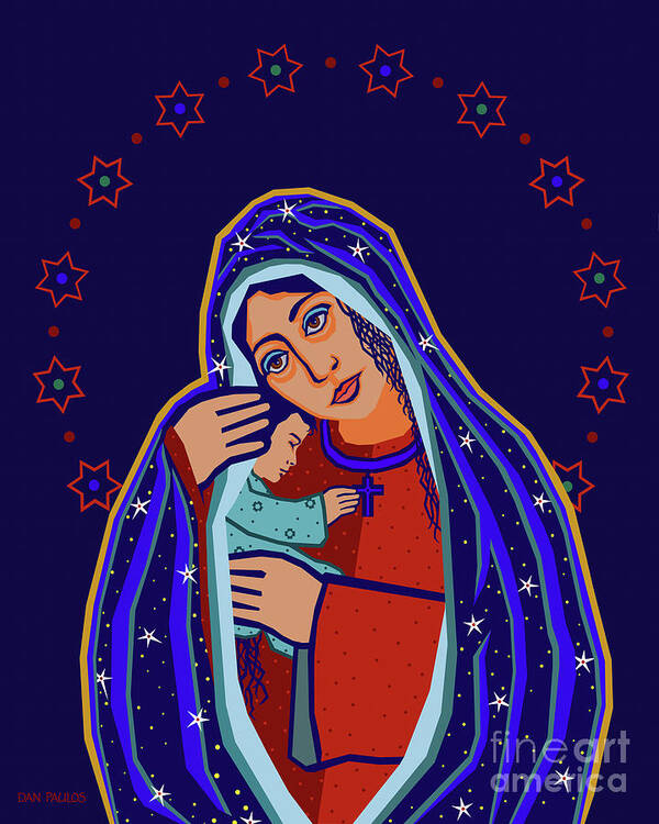 Madonna And Child Art Print featuring the painting Madonna and Child - DPMDC by Dan Paulos