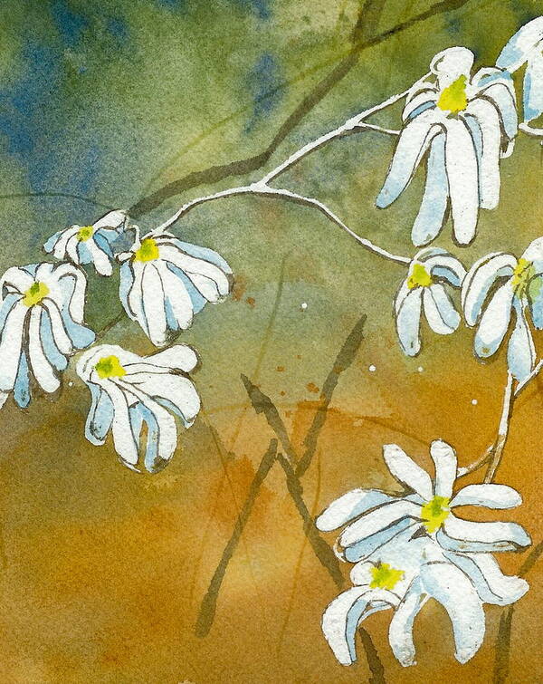 Magnolias Art Print featuring the painting Magnolias 2 of 3 by Lynn Babineau