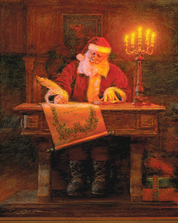 Christmas Art Print featuring the painting Making a List by Greg Olsen