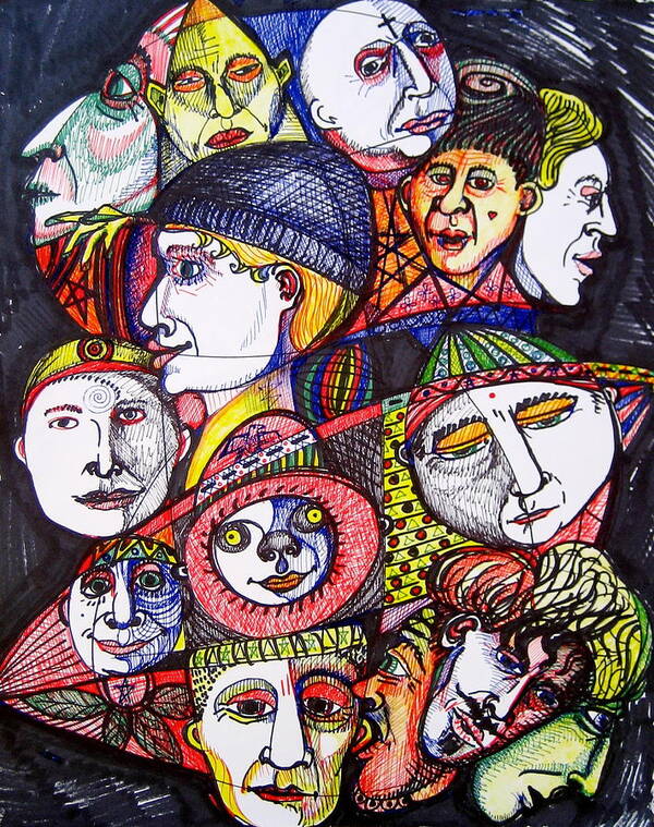 Drawing Art Print featuring the drawing Mardi Gras by Stephen Hawks