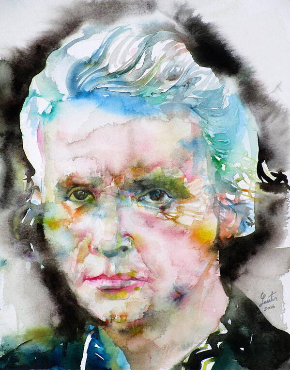 Marie Curie Art Print featuring the painting MARIE CURIE - watercolor portrait by Fabrizio Cassetta