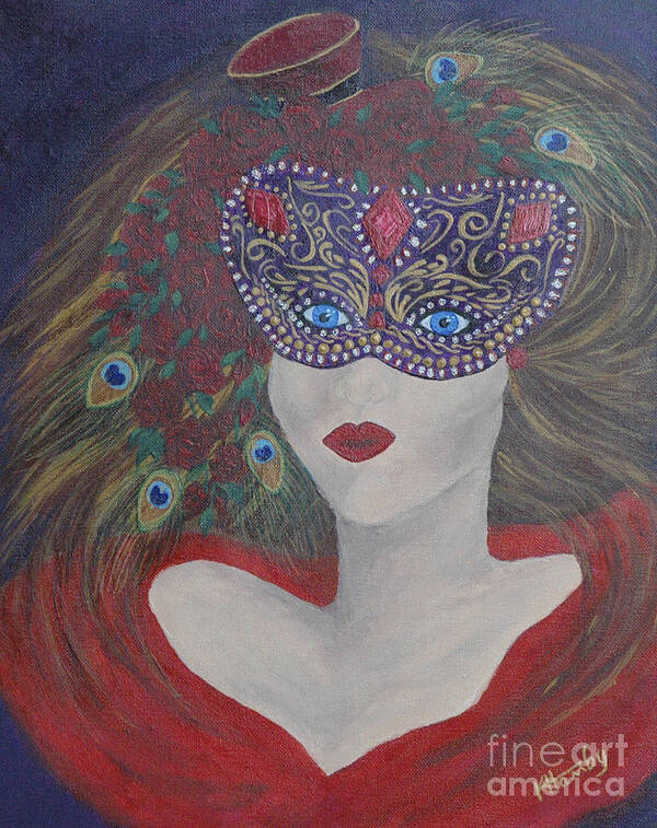 Masquerade Art Print featuring the painting Masquerade Exquiste by Karen Hamby