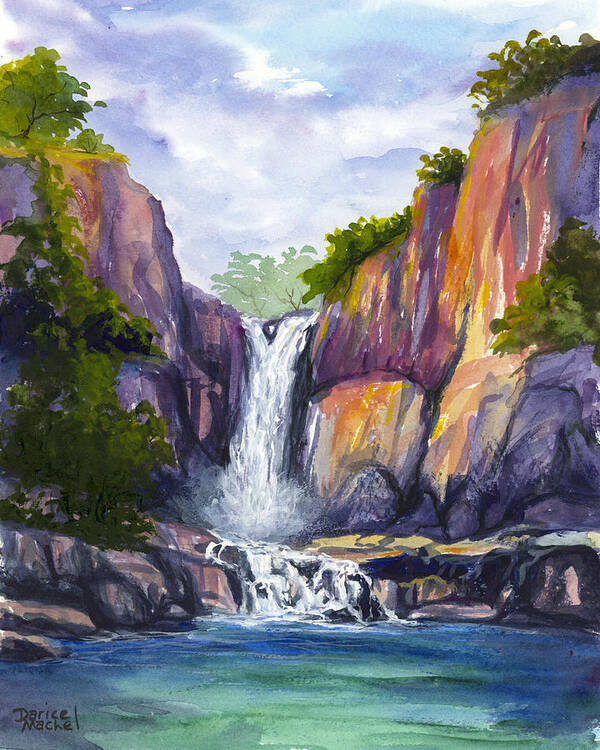 Maui Art Print featuring the painting Maui Waterfall by Darice Machel McGuire