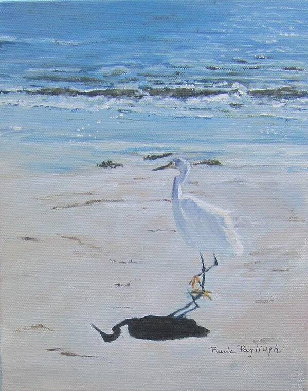 Egret Art Print featuring the painting Me and My Shadow by Paula Pagliughi