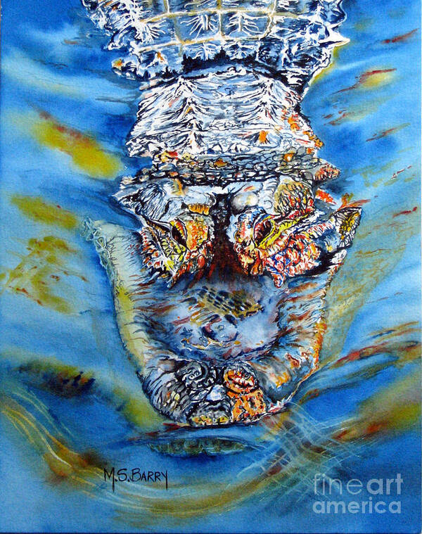 Gator Art Print featuring the painting Mean Machine by Maria Barry