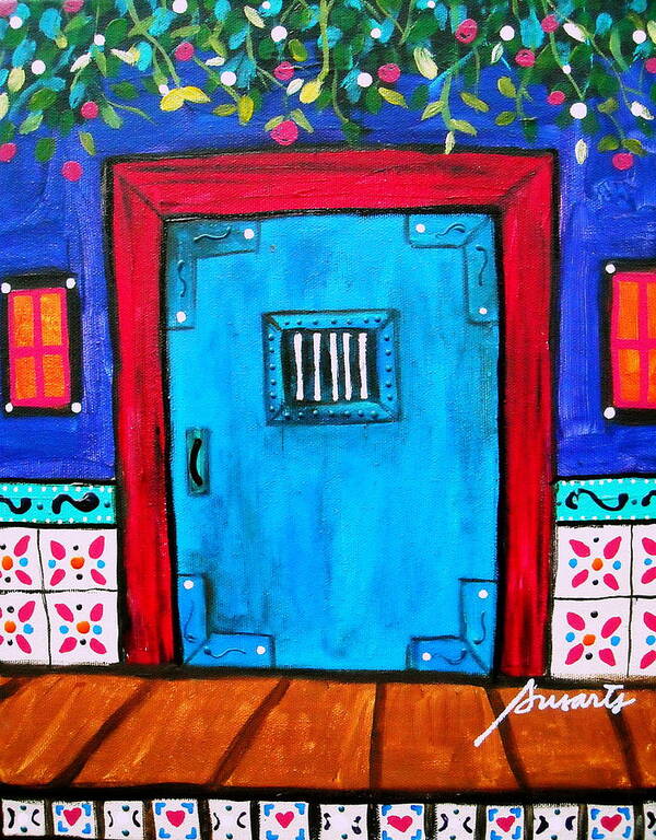 Mexican Art Print featuring the painting Mexican Door Painting by Pristine Cartera Turkus