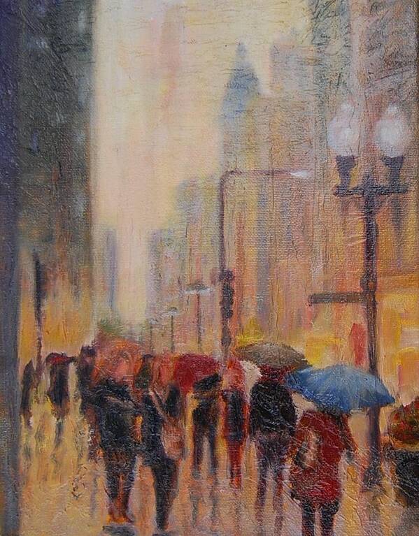 Figurative Art Print featuring the painting Michigan Ave Stroll by Will Germino