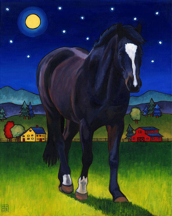 Horse Art Print featuring the painting Midnight Horse by Stacey Neumiller