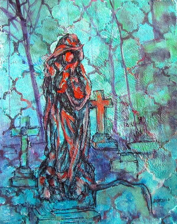 Statue Art Print featuring the painting Midnight in the Garden of Good and Evil by Barbara O'Toole