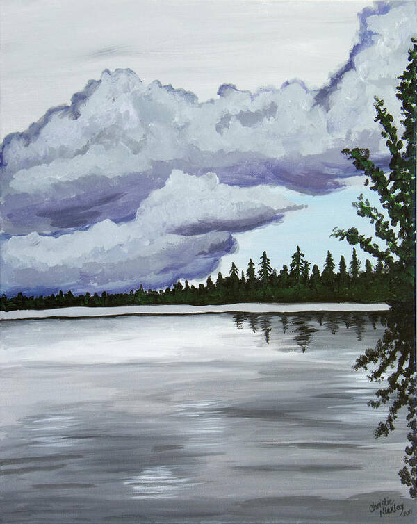 Lake Art Print featuring the painting Mirror Lake by Christie Nicklay