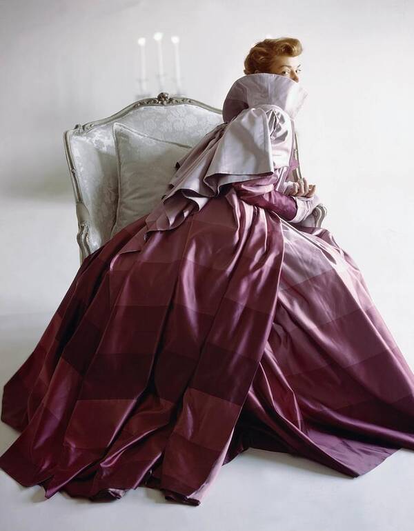 #new2022vogue Art Print featuring the photograph Model In Mauve Adrian Coat by Horst P Horst