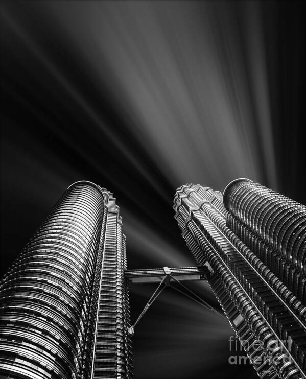 Skyscraper Art Print featuring the photograph Modern skyscraper black and white picture by Stefano Senise
