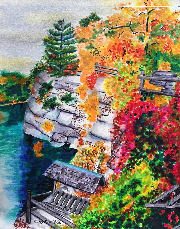 Autumn Art Print featuring the painting Mohonk Preserve in Autumn by Judy Swerlick