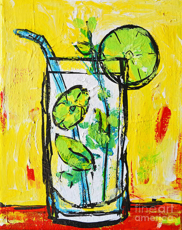 Mojito Latin Tropical Drink Acrylic Painting Art Print featuring the painting Mojito - Latin Tropical Drink Modern Art by Patricia Awapara