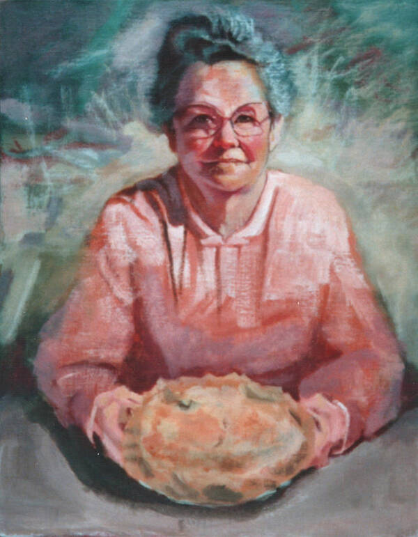 Mom Art Print featuring the painting Mom and Apple Pie by Robert Bissett