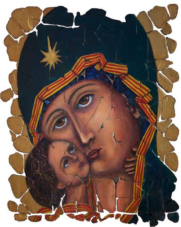  Panagia Art Print featuring the painting Mother of God Fresco by OLena Art by Lena Owens - Vibrant DESIGN