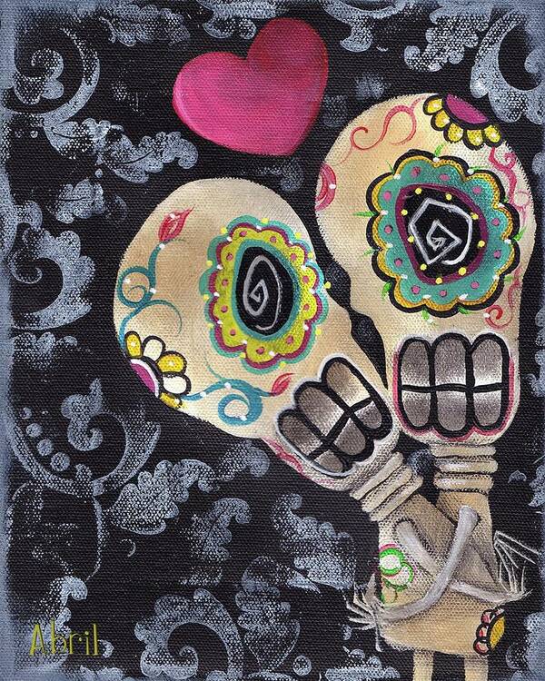 Day Of The Dead Art Print featuring the painting Muertos de Amor by Abril Andrade