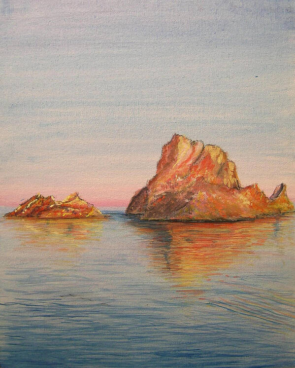 Island Art Print featuring the painting Mystical Island Es Vedra by Lizzy Forrester