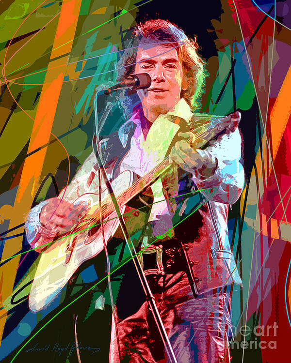 Neil Diamond Art Print featuring the painting Neil Diamond Hot August Night by David Lloyd Glover