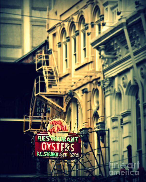 New Orleans Art Print featuring the photograph Neon Oysters Sign by Perry Webster