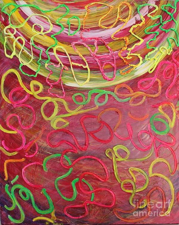 Neon Strings Art Print featuring the painting Neon strings by Sarahleah Hankes