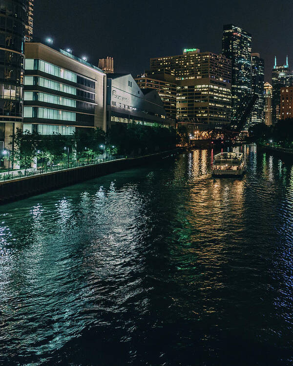 Chicago Art Print featuring the photograph Night on the River by Nisah Cheatham
