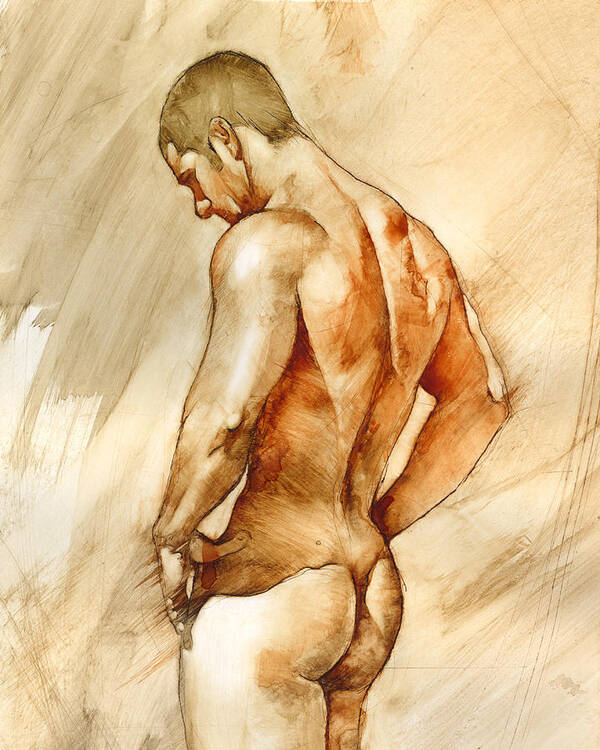 Man Art Print featuring the painting Nude 41 by Chris Lopez