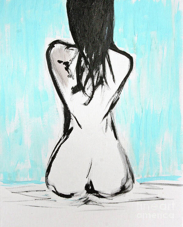 Paintings Art Print featuring the painting Nude female by Julie Lueders 