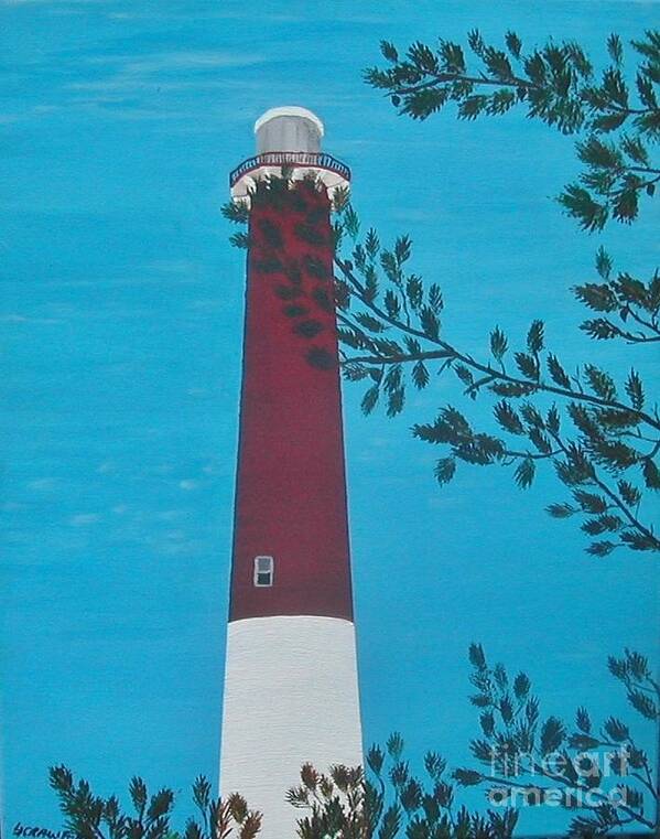 Lighthouse Art Print featuring the painting Old Barney by Lori Jacobus-Crawford