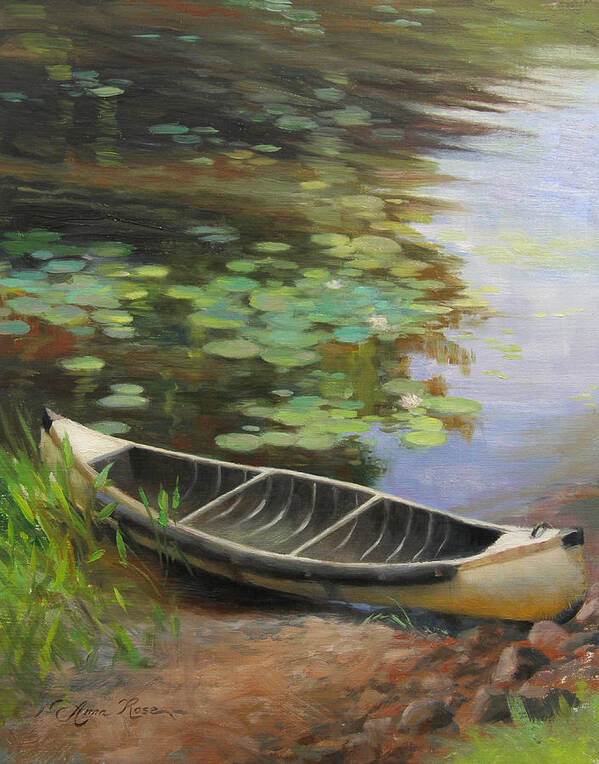 Canoe Art Print featuring the painting Old Canoe by Anna Rose Bain