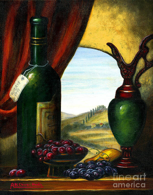 Angelica Dichiara Art Print featuring the painting Old Country Feeling II- Wine by Finest Italian Art
