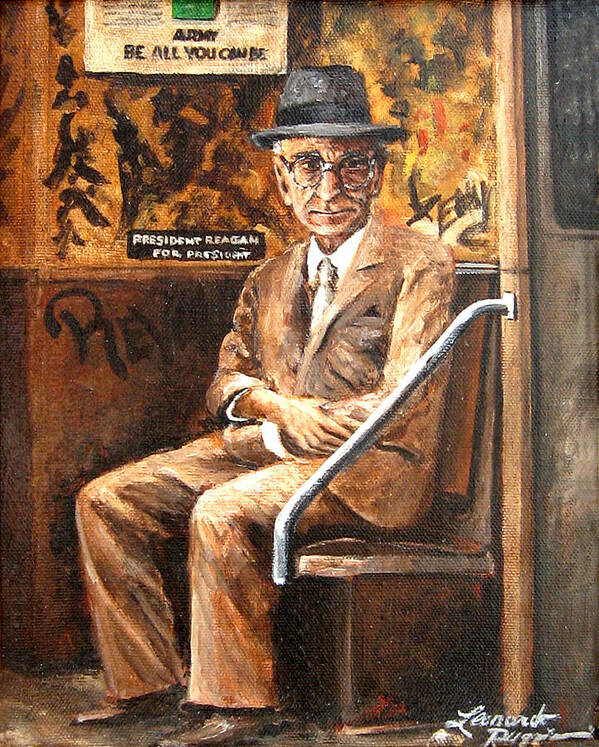 People Art Print featuring the painting Old Man In Subway by Leonardo Ruggieri