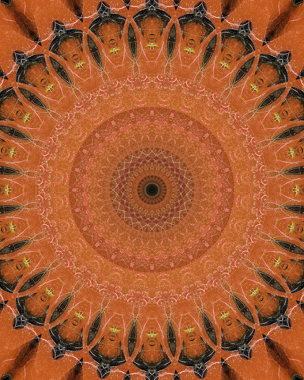 Mandala Art Print featuring the digital art Orange mandala by Jaroslaw Blaminsky