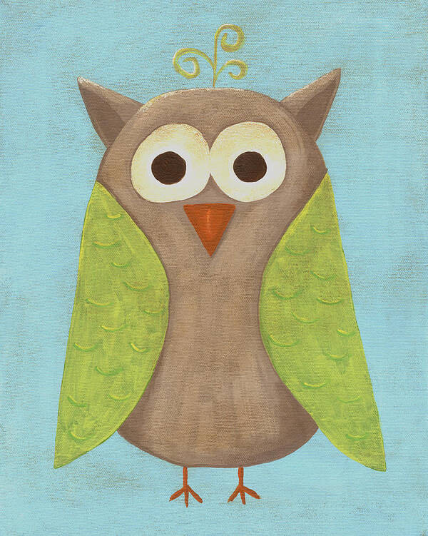 Owl Art Print featuring the painting Otis the Owl Nursery Art by Katie Carlsruh
