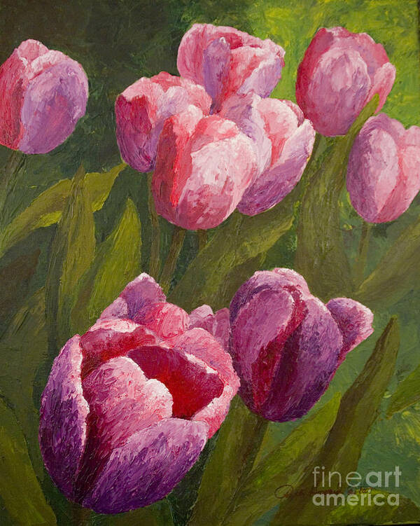 Tulips Art Print featuring the painting Palette Tulips by Phyllis Howard