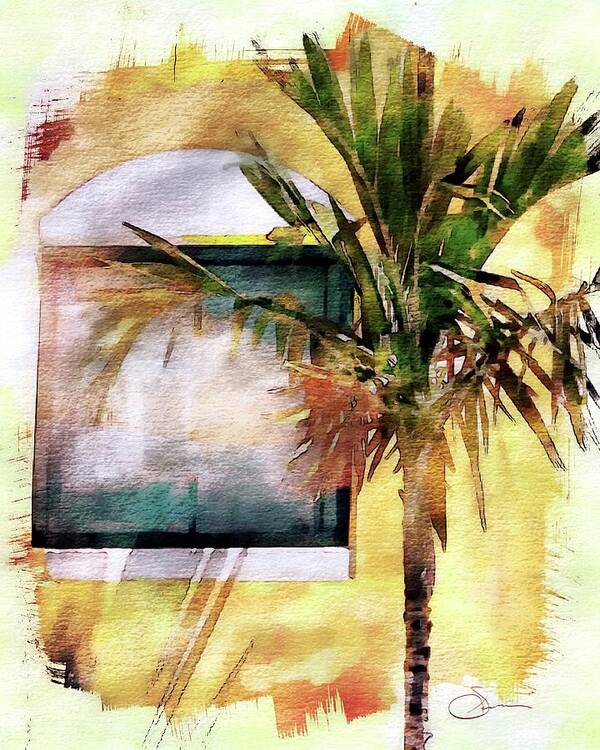 Palm Art Print featuring the digital art Palm and Window by Rob Smith's