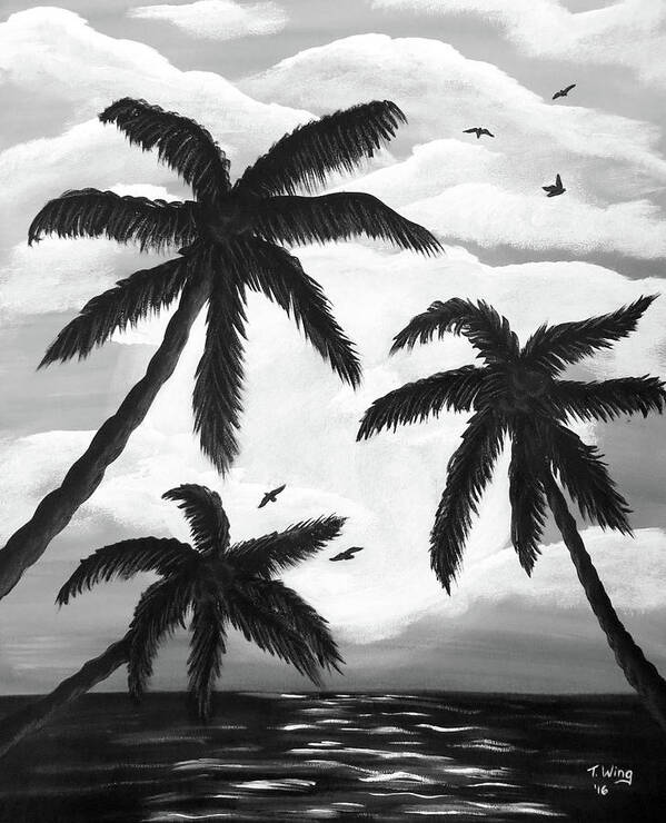 Acrylic Art Print featuring the painting Paradise in Black and White by Teresa Wing